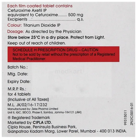 cefasyn 500mg tablet 4's